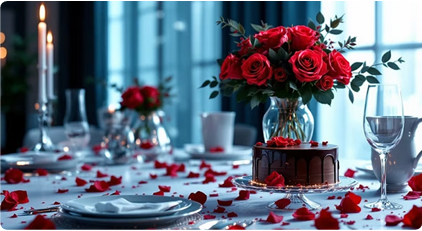 Red Roses & Chocolate Cake